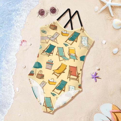 Beach Chairs Deck Girls One Piece Swimsuits Summer Quick Dry Beach Bathing Suit3