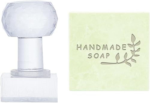 PH PandaHall Sellos de jabón de hojas, sello de jabón en relieve con mango de jabón, sello de impresión con asa, sello acrílico personalizado para