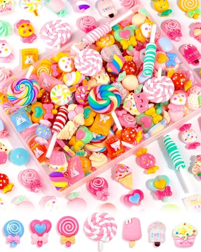 120Pcs FIVEIZERO Cute Candy Slime Charms Bulk for DIY Craft Decor