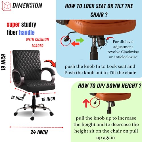 Image of NEWTURN Beta Mid Back Office Chair, Leatherette Ergonomic Design with Tilt /Height Adjustment, Metal Chrome Base, 360 Swivel for Study and Work from Home & 1 yrs Parts Replc. Warranty (Black)