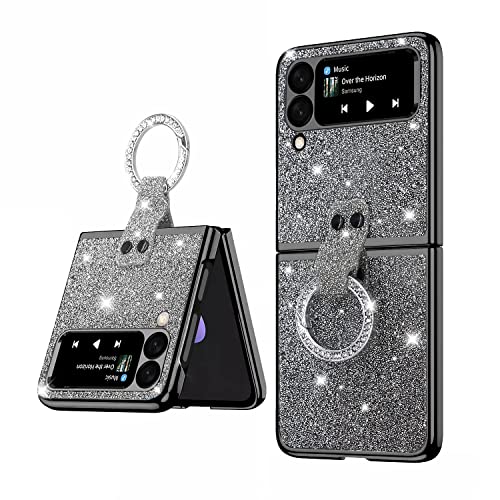 Samsung Z Flip 3 Case: Shockproof Samsung Galaxy Z3 Cell Phone Cases Protector Cover With Ring, Crystal Glitter Zflip3 Case For Women | Girl | Lady （Gray） #TOP17