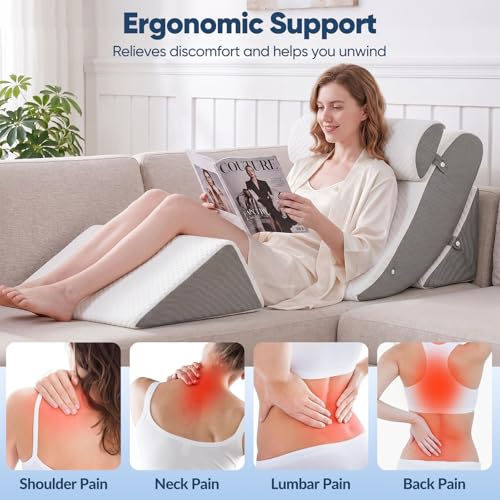 Almohada de espuma viscoelástica tipo cuña de cama para reflujo y Gerds 7