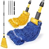 【Zwei Farben Mop Kopf】Blau und gelb zwei Mop-Köpfe können in verschiedenen Szenarien verwendet werden, um Verwirrung zu vermeiden. Baumwollmoppkopf ist nicht nur handwaschbar, sondern auch maschinenwaschbar, er wird sich nicht verformen oder verblassen und kann für eine lange Zeit verwendet werden. Es gibt einen Aufhängering an der Oberseite der Moppstange, Sie können ihn aufhängen und aufbewahren, wenn er nicht in Gebrauch ist, und so Platz sparen