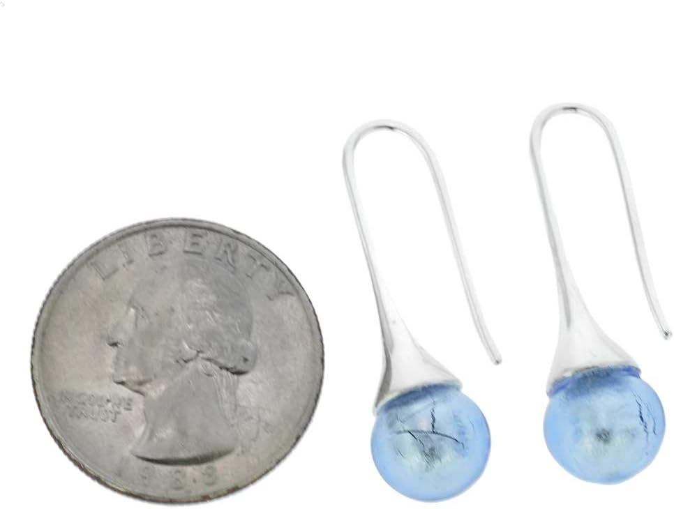 Glass Of Venice Murano Glass Drop Earrings - Blue Silver Ice