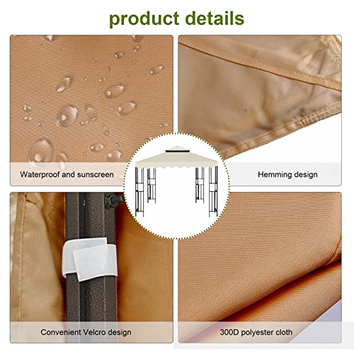 Tetto di Ricambio per Gazebo Giardino 3 x 3 m, Doppio Strato Impermeabile Copertura Rimovibile per Campeggio, Spiaggia, Sole - Image 4