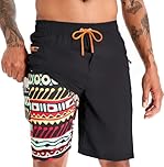 APTRO Swimming Shorts Men Swim Trunks with Compression Liner 2 in 1 Quick Dry Beach Summer 9'' Board Shorts with Zipper Pockets Colourful Symbol MK283 XL
