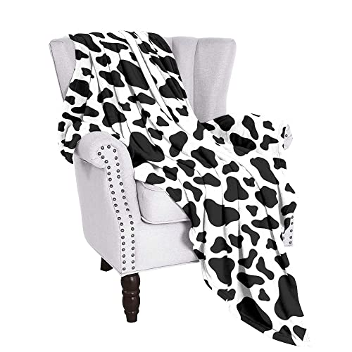 Cow Print Blanket Soft Kid Black and White Cow Print Fleece Couch Sofa Throw Blanket 40x50 Inch Cow Stuff Gift Cow Bedding Bedroom Decor for Baby, Kids, Adults