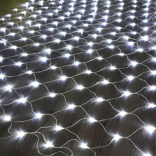 Luces LED navideñas de Red, Luces de Red for Exteriores e Interiores, 320 LED, 3 m x 2 m, Blanco frío, 8 Modos(Cool White,1.5mx1.5m 96led)