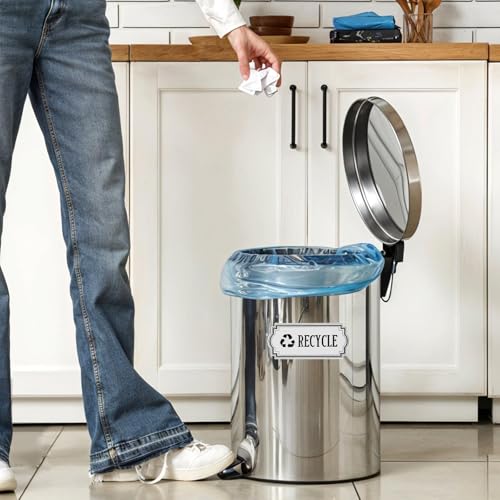 Image of 8Pcs Trash and Recycle Stickers,Recycle Stickers for Trash Bins Waste and Recover Decals Garbage Can Indoor Outdoor Garbage Can Home Office Kitchen Apartment Hotel
