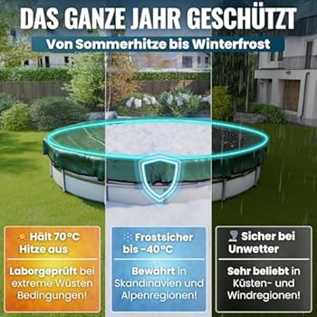 Round Pool Cover For Pools Diameter 420-460 Cm, UV-Resistant Solar