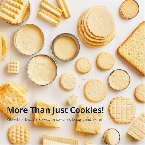 Image of Round Cookie Cutter Set (12 pcs) - Stainless Steel Baking Molds for Cookies, Biscuits & Pastry | Durable Commercial-Grade Metal Cutters for Baking & Kitchen Use