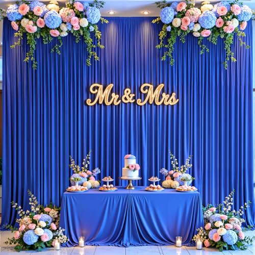 Image of 30x10ft Royal Blue Backdrop Curtain for Wedding Parties Wrinkle Free Fabric Royal Blue Drapes Backdrop Decoration for Baby Shower Birthday Photography Decoration 6 Panels, 5ft x 10ft
