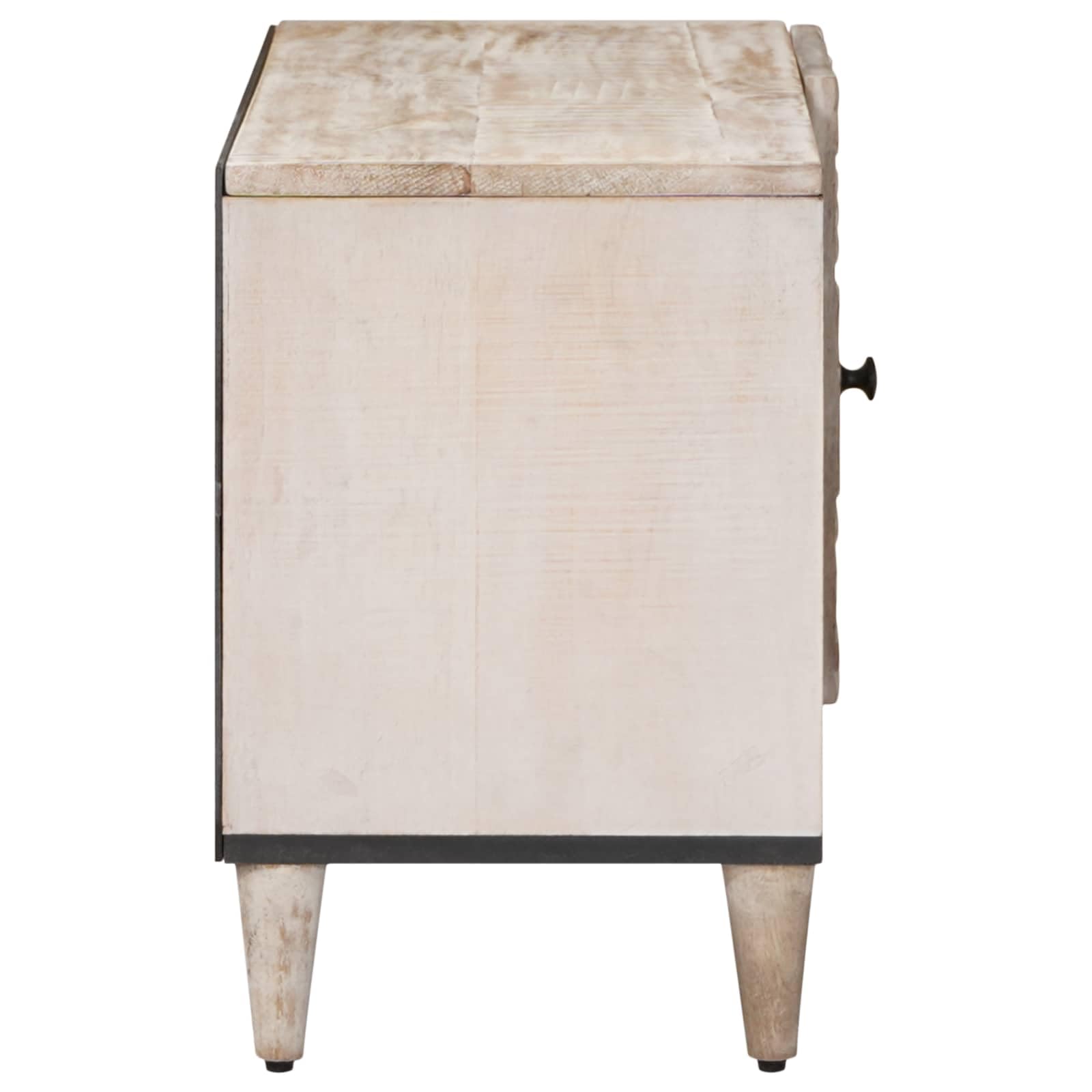 TV-Schränk mit Regal Weiß 80 x 31,5 x 46 cm Massivholz Mango, Lowboard Mediaschrank Sideboard mit Metallfüßen, HiFi Rack für Wohnzimmer und Heimkino, Kommode für TV und Gaming Zubehör