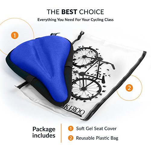 Bikeroo Bike Seat Cushion 11in X 7in Wide Padded Gel Cover, Adjustable