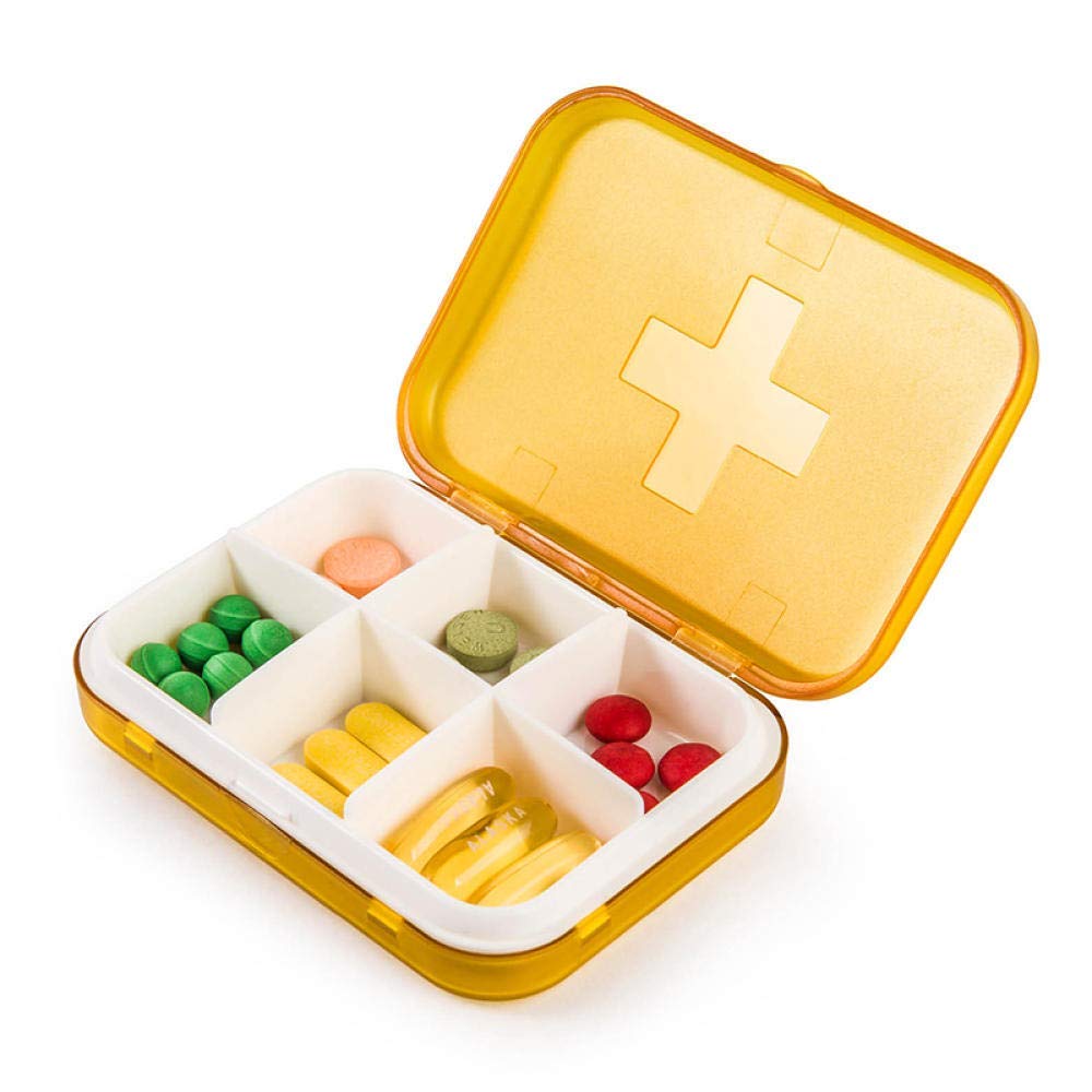 Pastillero Organizador Se Puede Utilizar En Carteras Y Bolsillos Dispensador De Pastillas Caja Semanal Caja 6 Cuadrícula Naranja