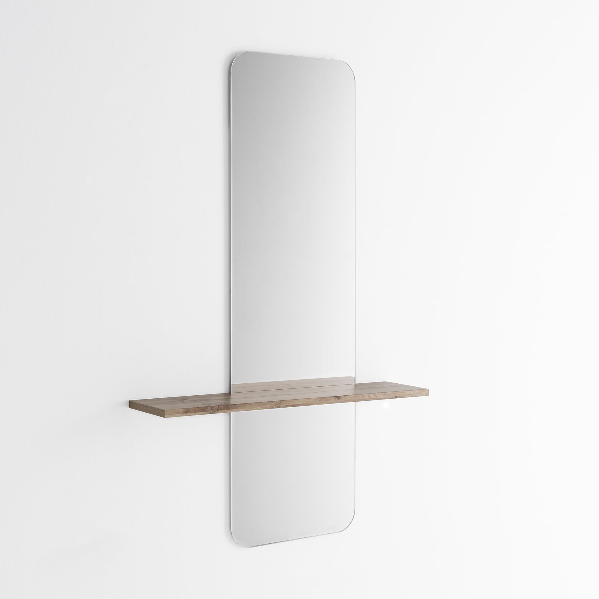 ARHome Specchiera Sagomata con Mensola Modern, 130 x 80 x 19 cm, Rovere Rustico (Prodotto in Italia)