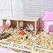 Hamiledyi Wooden Hamsters 2-Chamber Hideout-Tunnel Multi Chamber Exploring Toy Hamster Hiding Maze Tunnel Toy Platform Stuff Cage Accessories for Gerbil Rat Mice