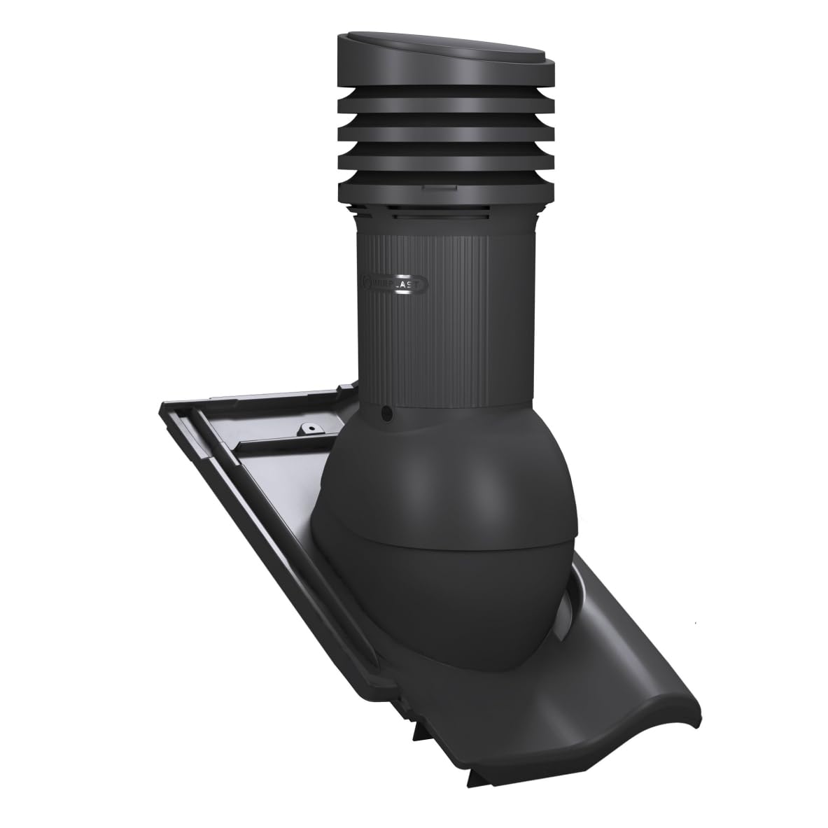 Entlüfterkamin Tile EVO DN150 für Braas - RUBIN 9V Dachziegel Dachlüfter Lüfter 9 V (RAL9005 - Schwarz)