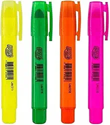 Caneta Marca Texto Fluorescente Gel 4 Cores, BRW