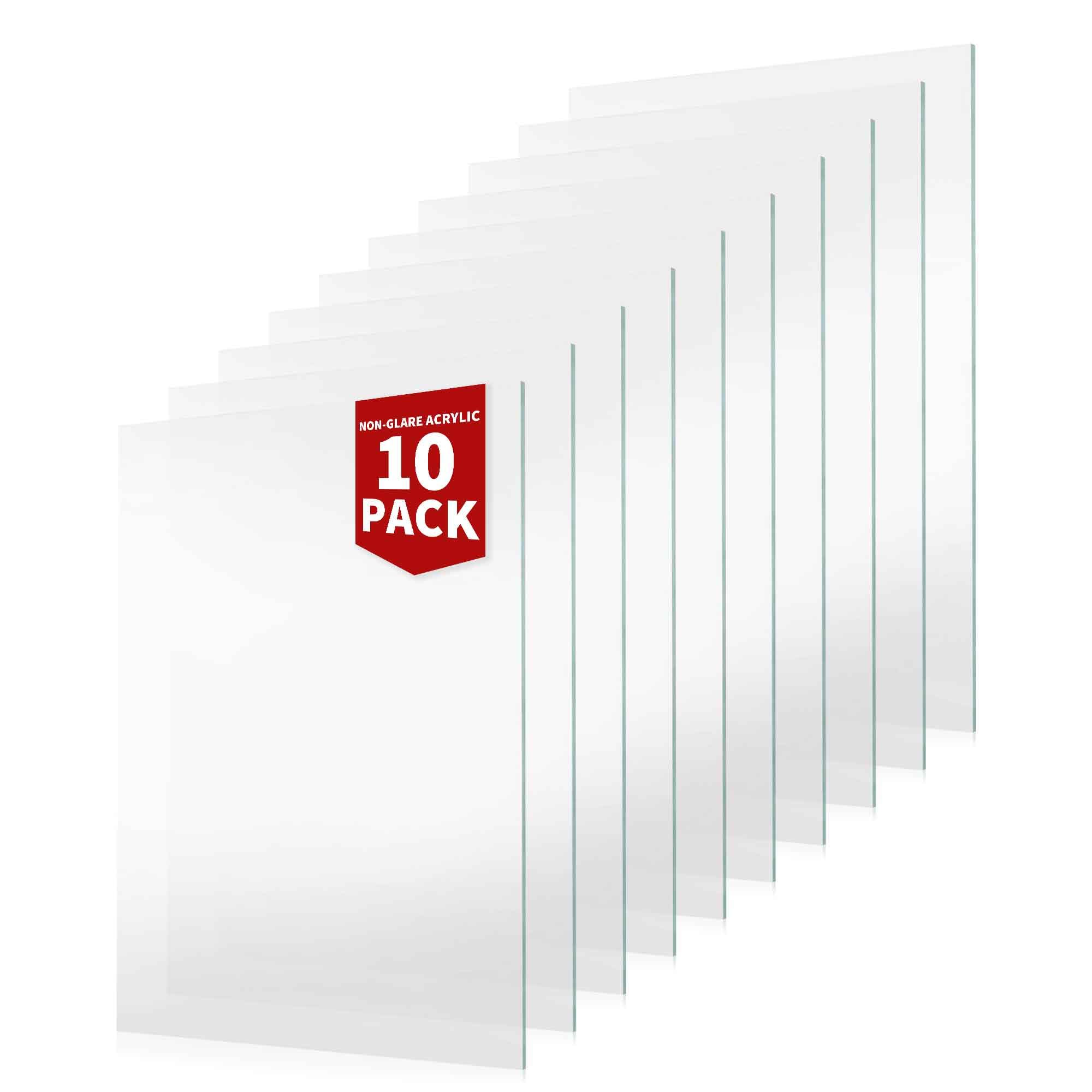 Poster Palooza 10-Pack of 11x14 inch Non Glare Acrylic/Plexiglass Sheets (1.5mm Thickness), Transparent Clear Flexible Panels for Picture Frames, Craft, Sign Blanks, DIY Display Projects