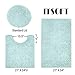 ITSOFT 3pc Non-Slip Shaggy Chenille Bathroom Mat Set, Includes U-Shaped Contour Toilet Mat, Bath Mat and Toilet Lid Cover, Machine Washable, Spa Blue