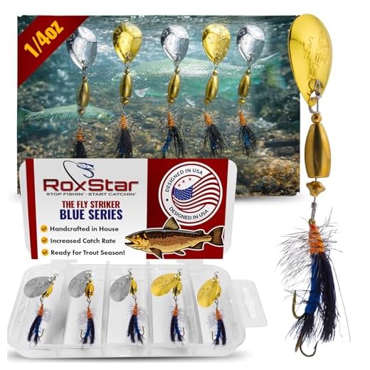 RoxStar Fly Strikers Blue Series - Hand-Crafted in The USA - Proven Nationwide Most Versatile Fishing Spinner for Bass, Trout, Pike, Steelhead- Stop Fishing - Start Catching!… (1/8oz Blue Series)