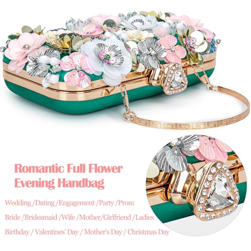 Image of BBTT.ful Women Clutches Flower Evening Handbag Chain Strap Shoulder Bag handbag Wedding bag purse
