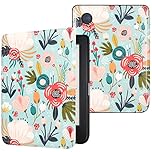 DMLuna Case for Kobo Clara Colour/Clara BW/Clara 2E 6"eReader, Ultra Slim Lightweight Folio Premium PU Leather Protective Cover with Auto Sleep/Wake Function, Hill Flower