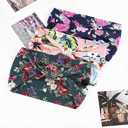 Bohend FD-52 Boho Button Headband Wide Stretchy Daily Use Knotted Headwear Sport Athletic Yoga Gym Hair Accessories thumb #1