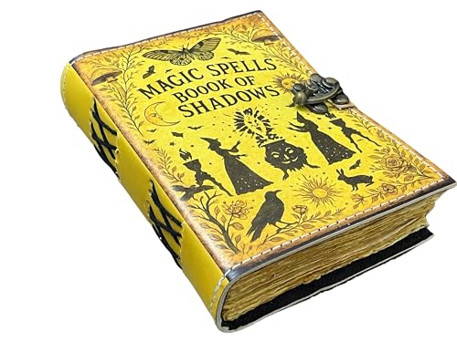 Livre de sorcellerie en cuir jaune pour ne plus perdre vos recettes botaniques
