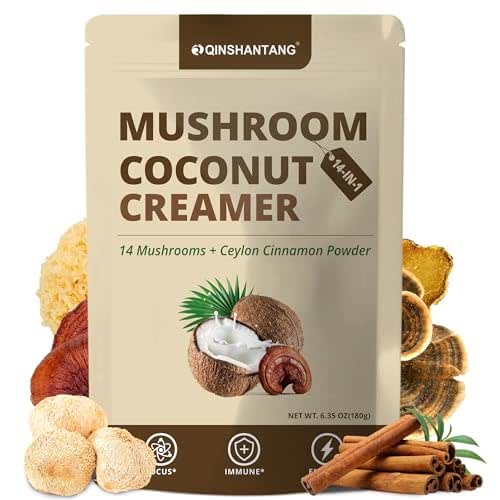 Mushroom Coconut Creamer, Natural Creamer for Coffee, 14 Mushrooms Extract