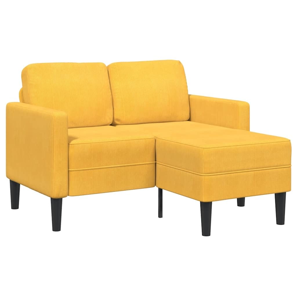 vidaXL Divano 2 Posti con Chaise Longue a L Giallo Chiaro 125 cm Lino, Divano a 2 posti Camera da Letto, divanetto, Divano a Due posti