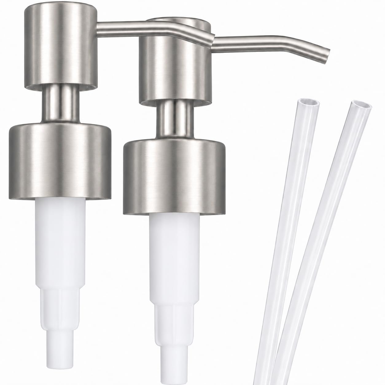 Replacement Soap Pumps for Bottles, Brushed Nickel, 2-Pack