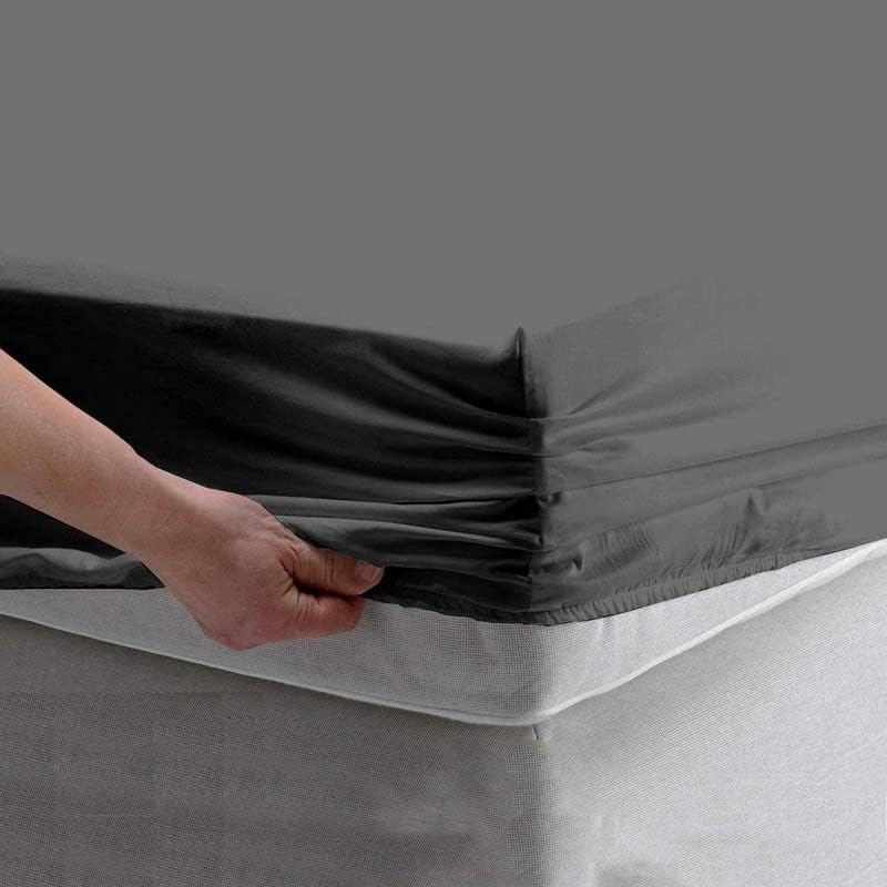 Solid Fitted Bedsheet Set 3 Piece Bedding Sheet with 2 Pillowcases 400 TC Fitted bedsheet Dark Grey Solid 78 x 72 King Bed
