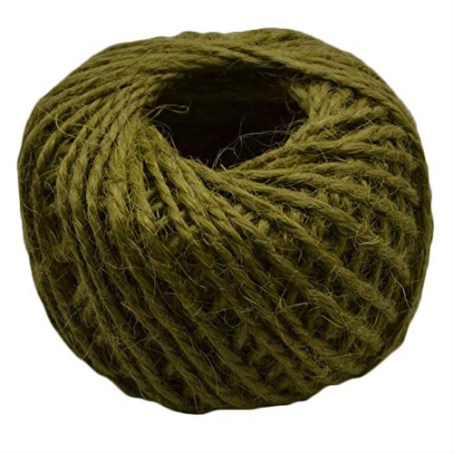 Zkenshan-Natural Jute Twine Hemp Rope Wedding Gift Wrapping Cords Home Woven Decorative DIY Crafts, 2mm 30M/Roll Natural Jute Twine Burlap String, Natural Jute Fiber (Color : Army Green)