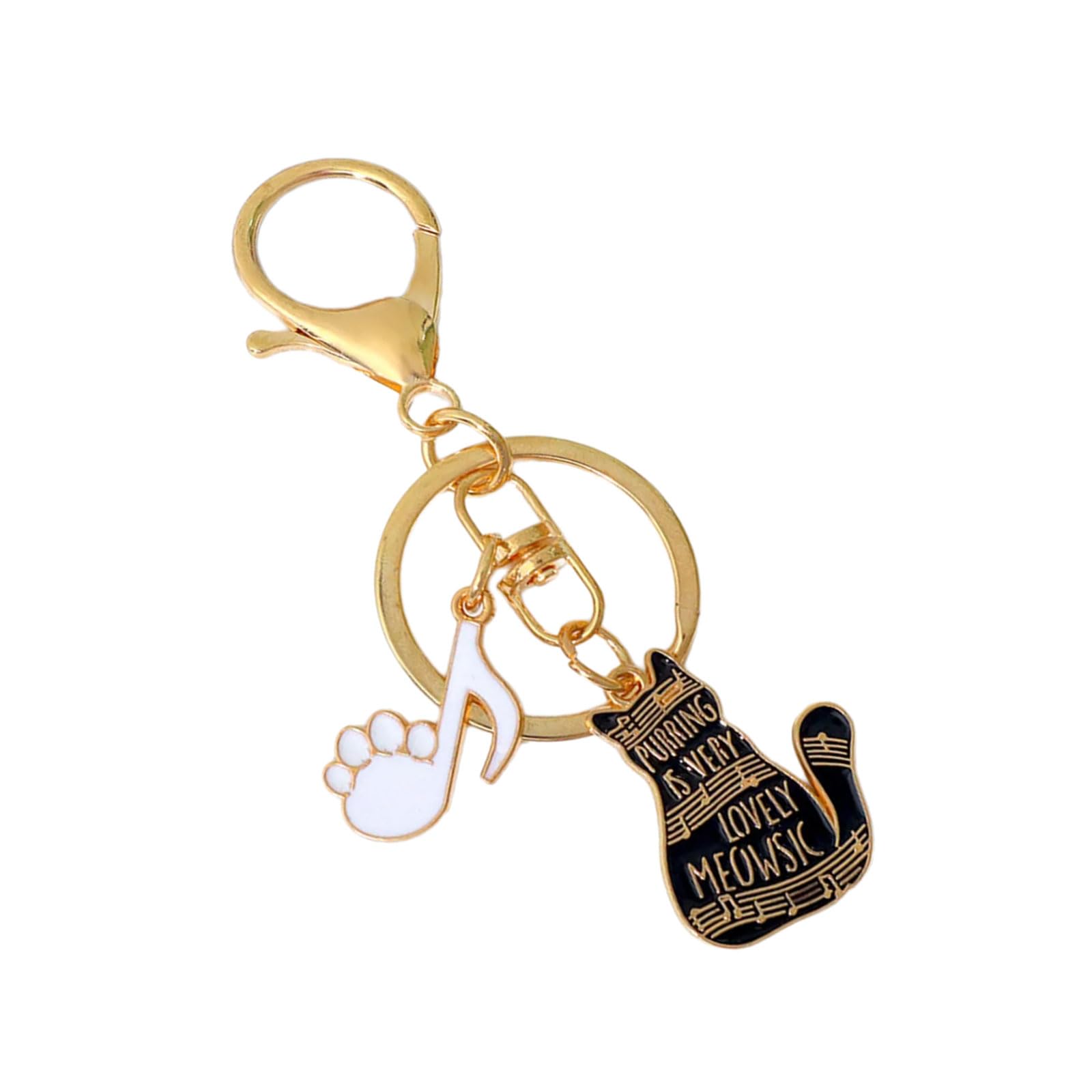 Maxtonser Cats Piano Keyring Music Cats Keychain Creative Car Chain Music Note Keyrings Hanging Ornaments Bag Charm for Woman