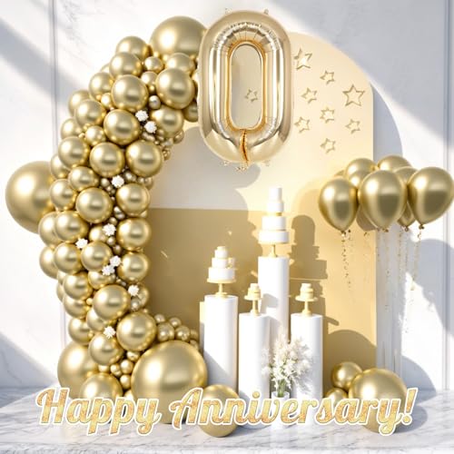 Image of Champagne Gold Large Number 0 Balloon, 40 Inch Light Gold Foil Helium Number Balloons, Giant Mylar Number 0 Balloons for Birthday Party Anniversary Decorations