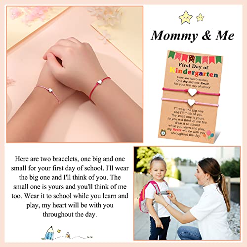 UNGENT THEM Back to School Mommy and Me Bracelet Matching Heart Wish Bracelet Set for 2 First Day of School Gifts for Boys Girls3