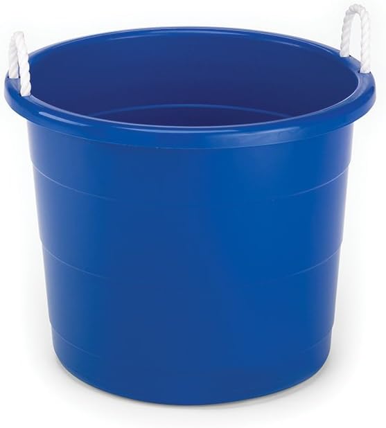 HOMZ Home Products International Rope Handled Tub, 17-Gallon, Blue, Set of 8
