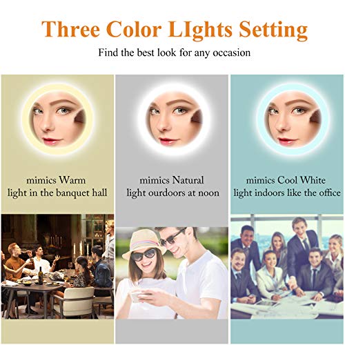 Gurun 8.5 Inch Tabletop Led Lighted Makeup Mirror With 10X Magnification Double Sided Vanity Mirror Plug Power Gold Finish M2208Dj(8.5In,10X) #TOP2