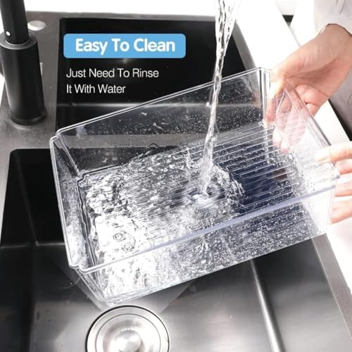 Image of JD FRESH Fridge Organiser Storage Boxes Set of 4 /Refrigerator Storage Containers with Drain Plate Airtight Lid /Vegetable Fruit Storage Box Stackable BPA Free Fridge Containers 2500ml