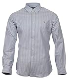  Ralph Lauren Langarm Hemd - Slim Fit - Blau Weiß mit Buntem Reiter (XXL, xx_l)