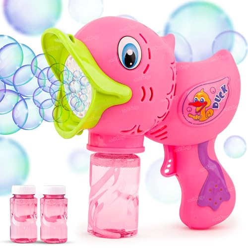 Image of Zest 4 Toyz Bubble Gun for Kids | Duck Bubble Blowing Toy with Bubble Solution | Bubble Shooter Duck Design Easy-to-Use for Boys and Girls - Pink
