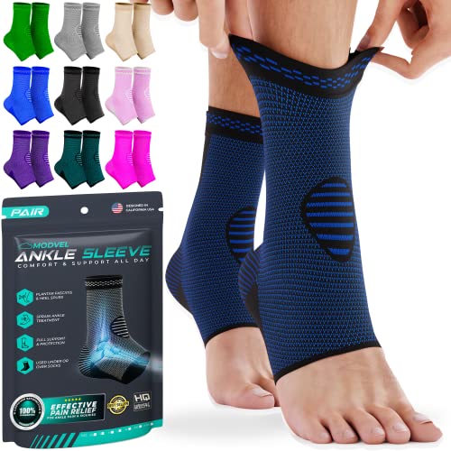 Image of Modvel Foot & Ankle Brace Socks for Sprained Ankle Compression Sleeve - Foot Support for Women & Men - Tendonitis & Arthritis Ankle Brace Sports Running, Torn Ligaments & Women Stabilizing Ankle Wrap