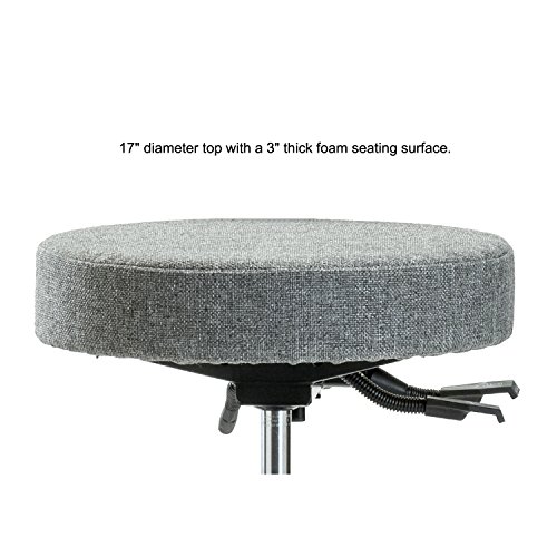 Image of Perch Stationary Height Adjustable Doctor's Stool with Back | Medium Bench Height 21-28.5 inch | Grey Vinyl