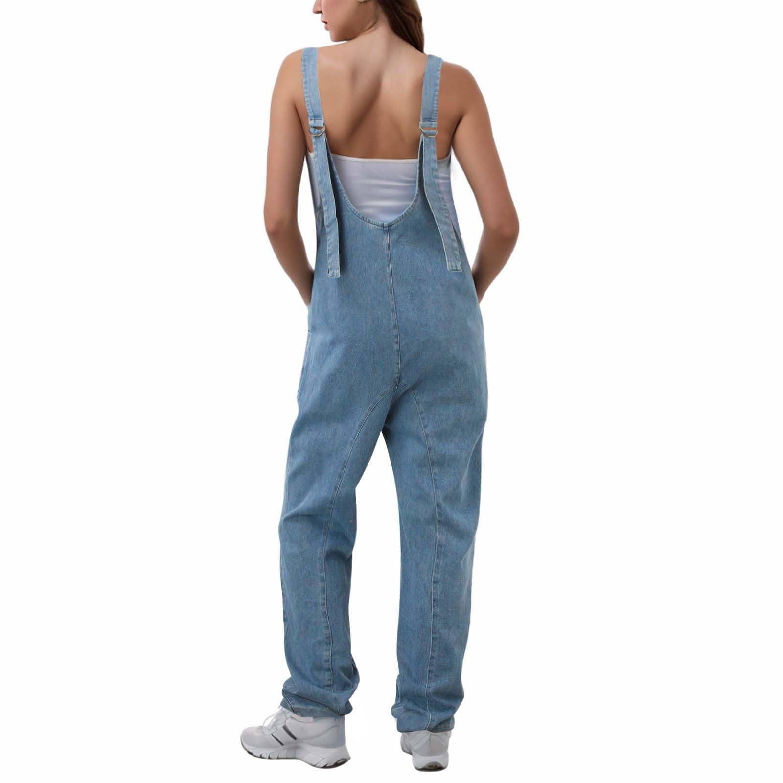Mono Vaquero Mujer Jumpsuit Peto Largo Tejanos Algodón Invierno Casual