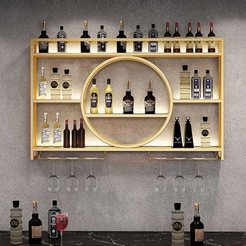 Support pour verres à vin et porte-bouteille industriel mural LED - 2