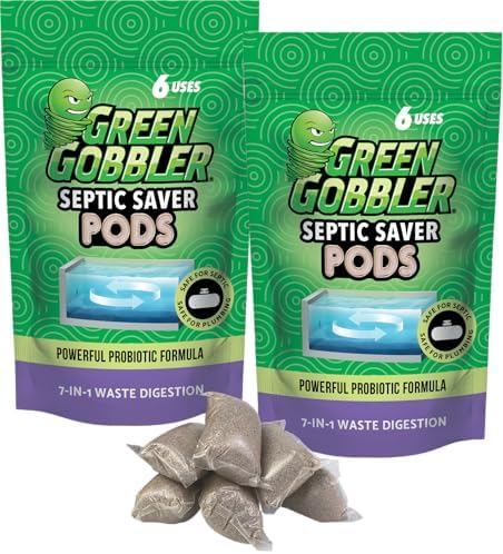 Green Gobbler Septic Saver Bacteria Enzyme Pacs - 2 Pack - 1 Year Septic Tank Supply