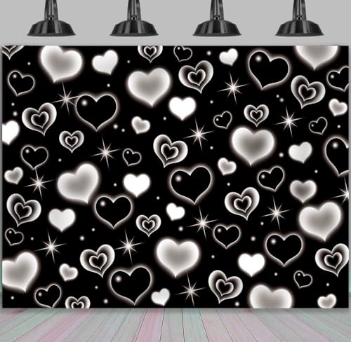 Toile de fond motif cœur noir des années 2000 : éliminez les reflets sur vos photos de fête