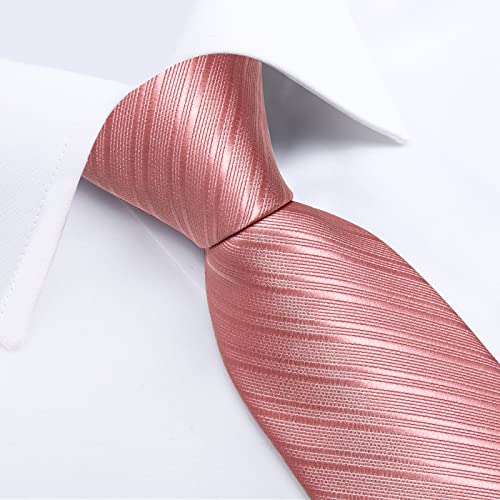 Dibangu Plain Pink Men Ties For Wedding Business Handkerchief Solid Colors Necktie Set #TOP3